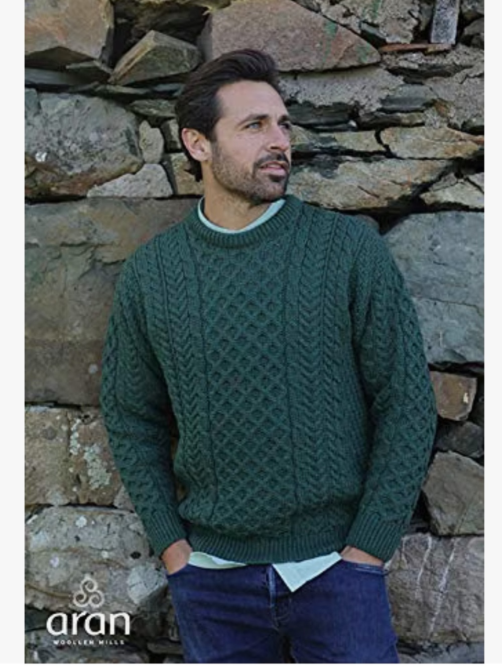 New CARRAIG DONN Aran Sweater 100% Merino Wool Pullover Fisherman's Crew Neck